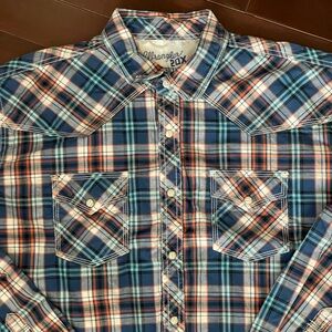 Wrangler 20X Competition Advanced Comfort Plaid Long Sleeve Pearl Snaps XL